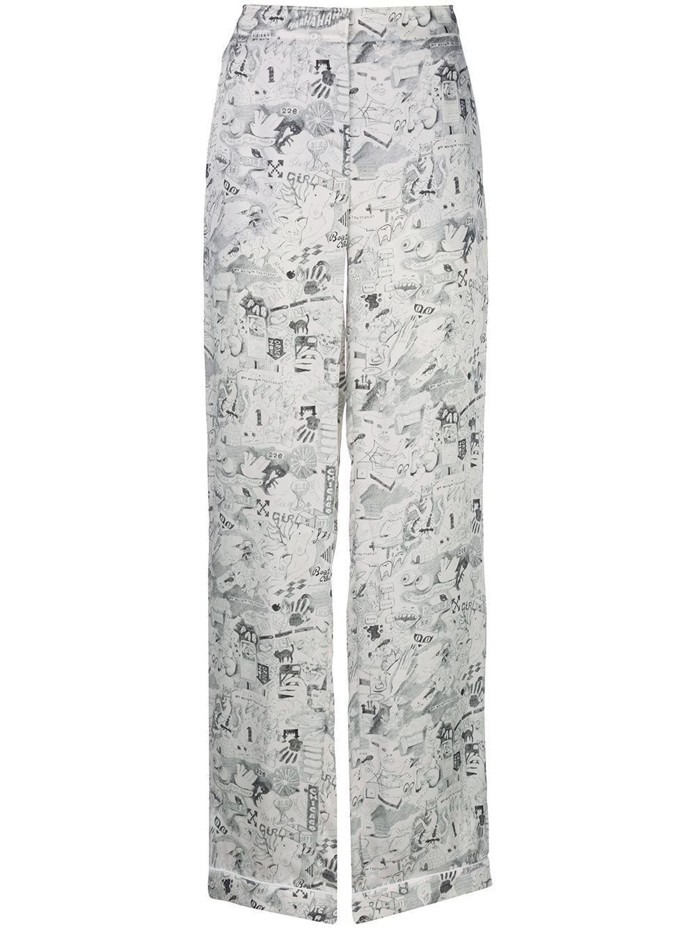 Off-White Gerade Hose mit Print - Weiß von Off-White