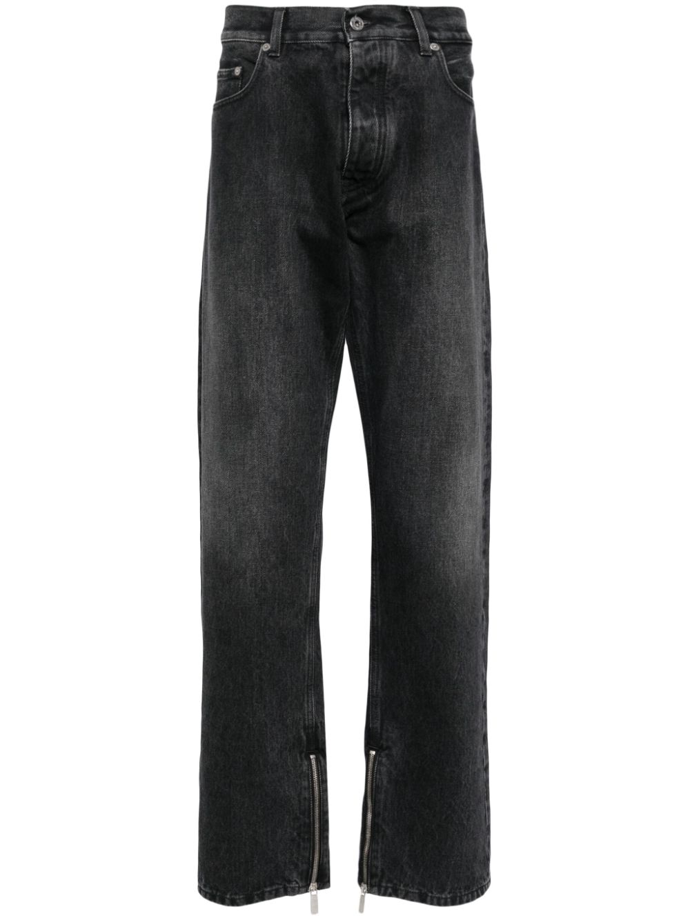 Off-White Gerade Jeans mit Reißverschlussdetail - Schwarz von Off-White