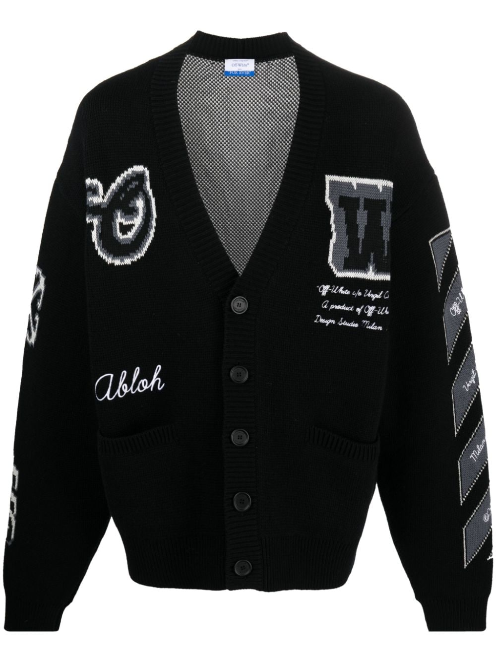 Off-White Gestrickter Intarsien-Cardigan - Schwarz von Off-White