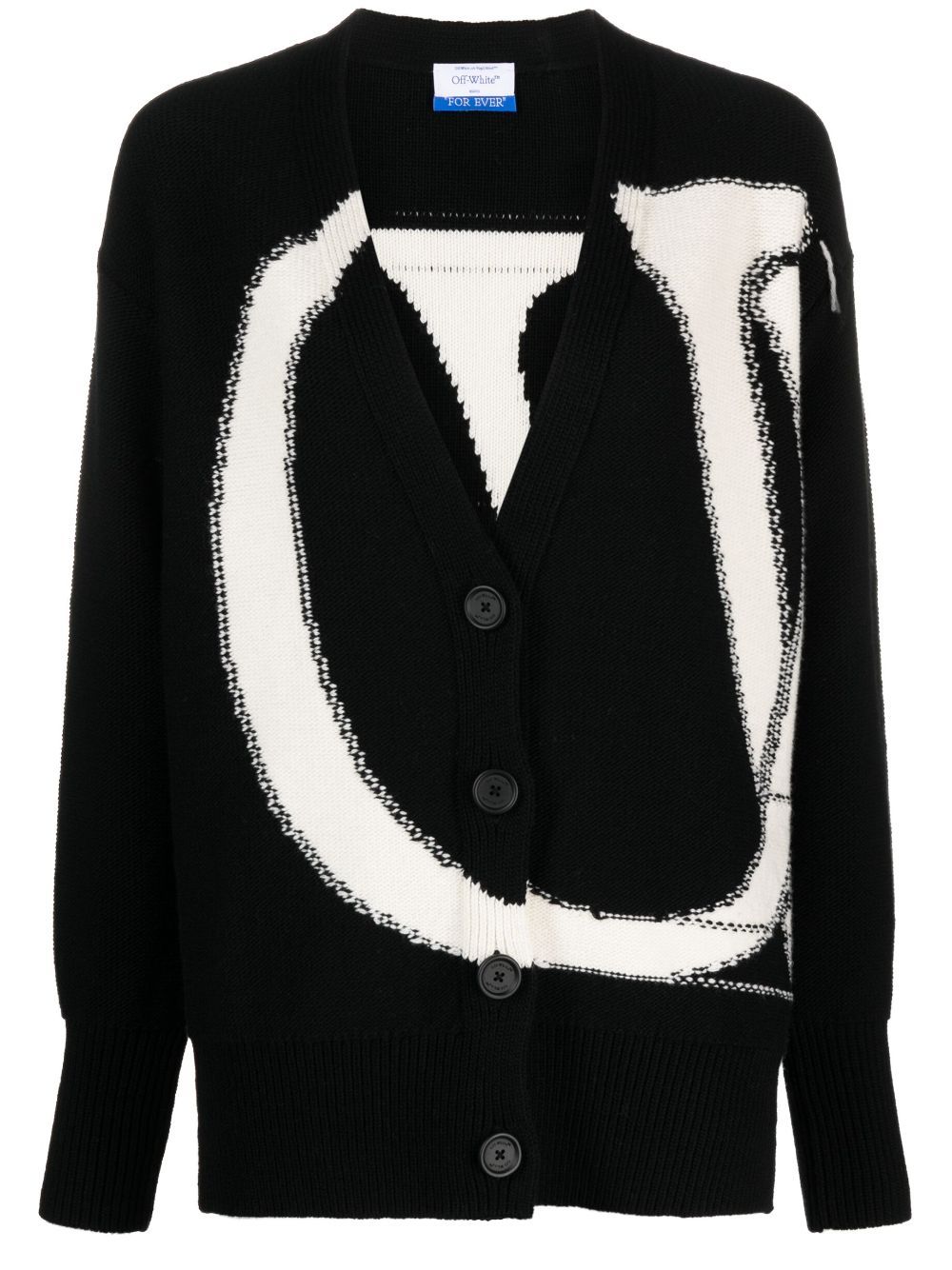 Off-White Intarsien-Cardigan aus Wolle - Schwarz von Off-White