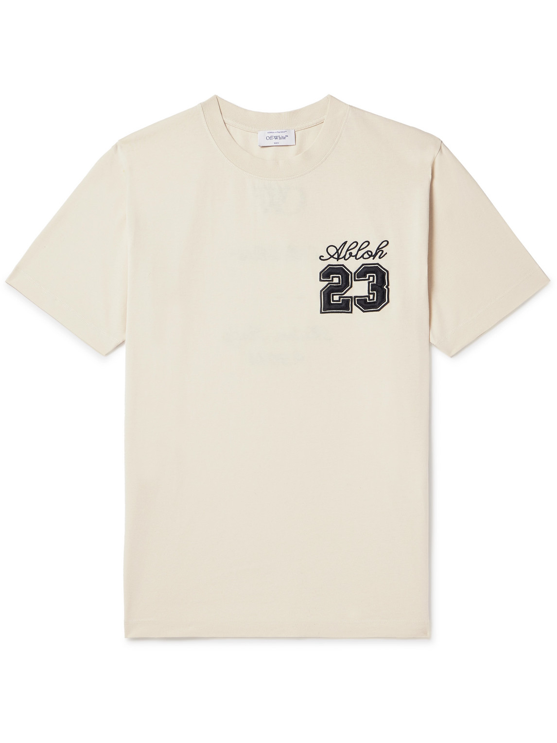 Off-White - Logo-Embroidered Cotton-Jersey T-Shirt - Men - Neutrals - M von Off-White