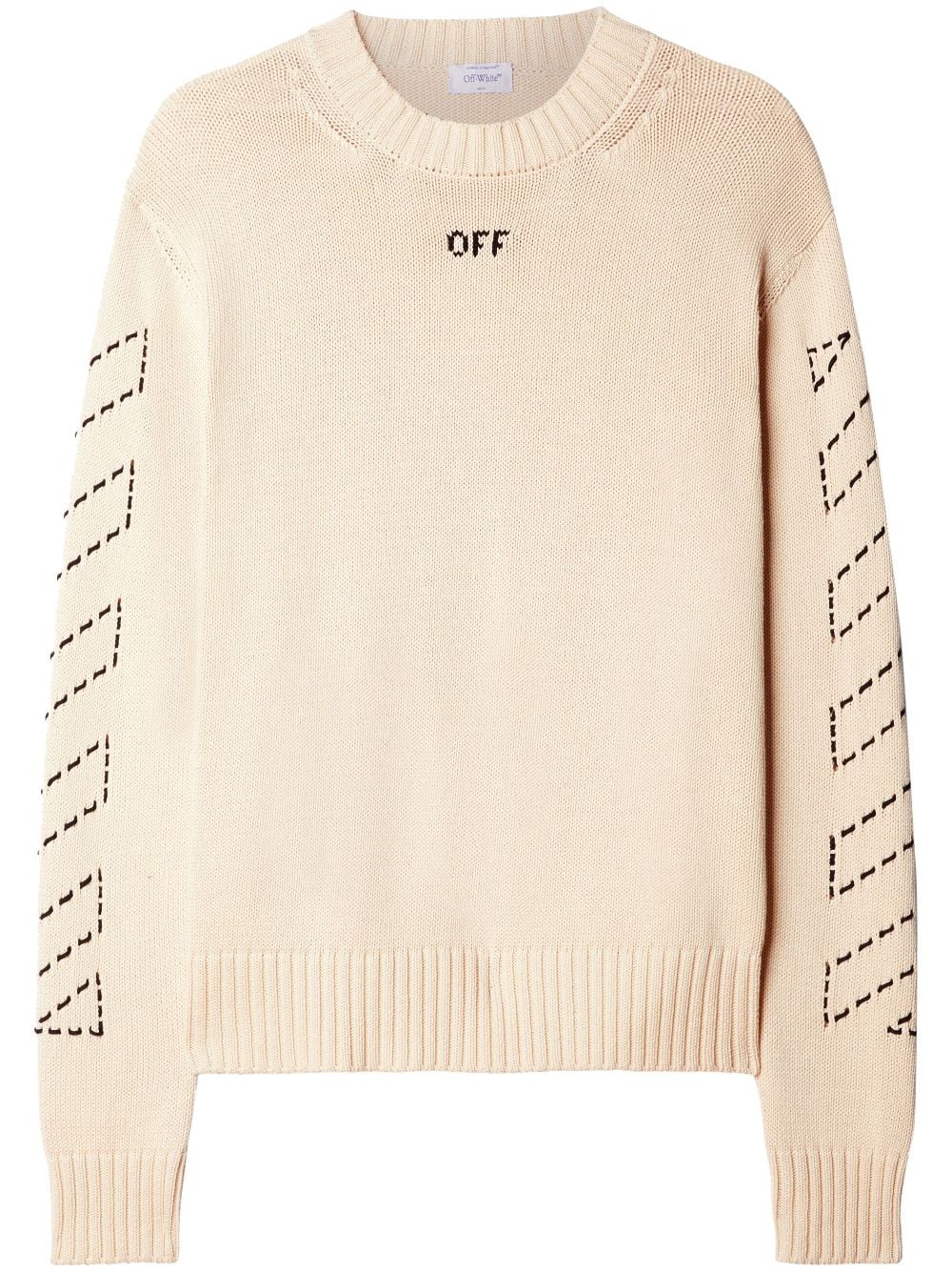 Off-White Pullover mit diagonalen Streifen - Nude von Off-White