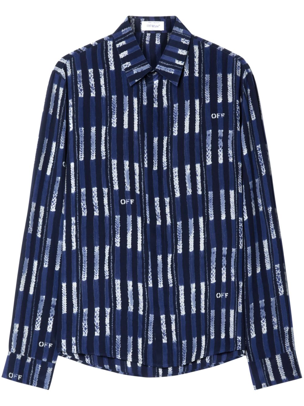 Off-White Shibori Seidenhemd mit Logo-Print - Blau von Off-White