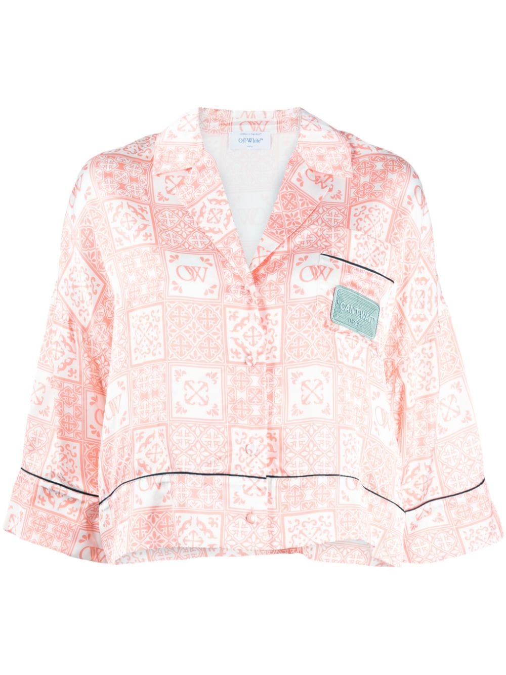 Off-White Satinhemd mit grafischem Print - Rosa von Off-White