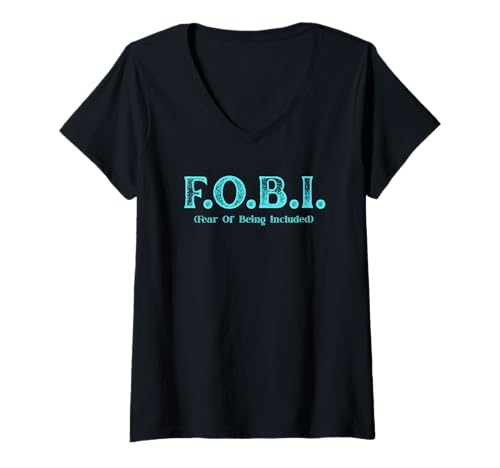 Damen FOBI Fear of Being Include, lustig introvertiert T-Shirt mit V-Ausschnitt von Off-grid living funny designs