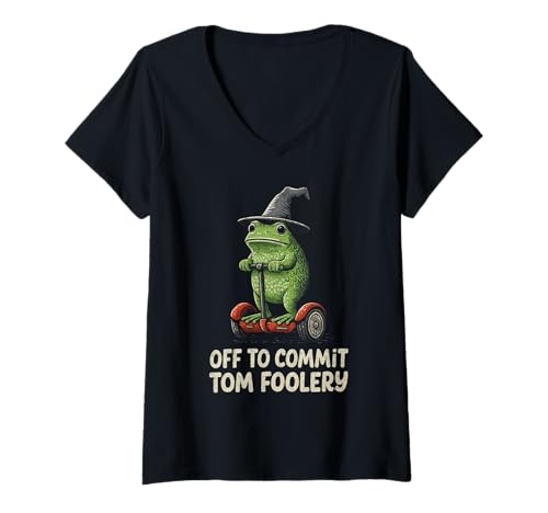 Damen Lustiger Hexenfrosch Off to Commit Tom Foolery Humor for Friends T-Shirt mit V-Ausschnitt Damen Lustiger Hexenfrosch Off to Commit Tom Foolery Humor for Friends T-Shirt mit V-Ausschnitt von Off to Commit Tom foolery Frog Wizard Fun