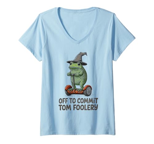 Damen Lustiger Hexenfrosch Off to Commit Tom Foolery Humor for Friends T-Shirt mit V-Ausschnitt Damen Lustiger Hexenfrosch Off to Commit Tom Foolery Humor for Friends T-Shirt mit V-Ausschnitt von Off to Commit Tom foolery Frog Wizard Fun