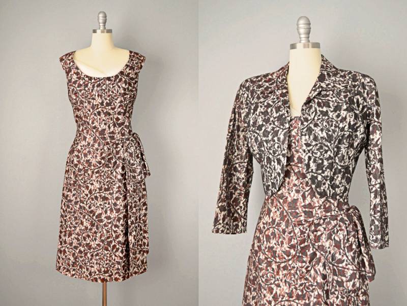 1950Er Jahre Wiggle Dress/Kleid Mit Passendem Bolero Set Bombshell Größe Medium Size Large von OffBroadwayVintage