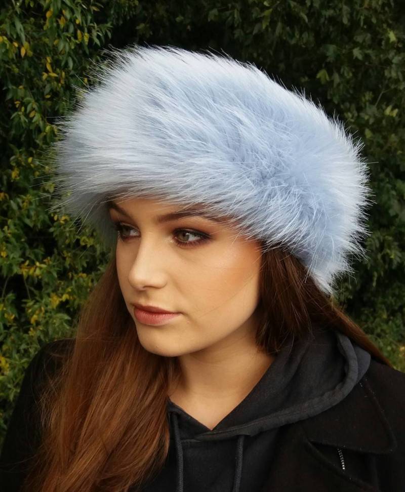 Ice Blau Kunstfell Stirnband/Halswärmer Ohrwärmer Handmade in Lancashire England von OffMyHeadHats