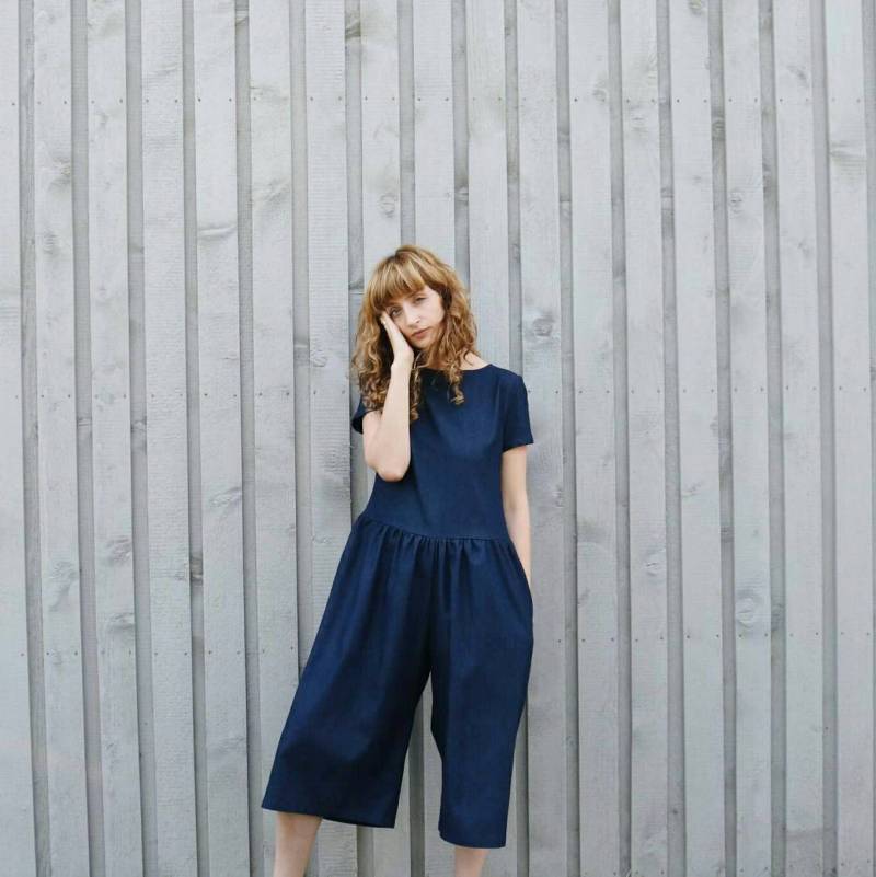 Loose Fit Denim Jumpsuit/strampler Mit Weitem Bein Handgemacht Von Offon Clothing von OffOn