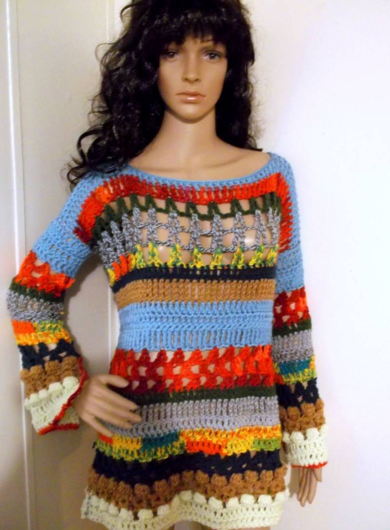 Wagen, Anders Zu Sein | Ooak Hand Gehäkelte Oversized Pullover, Lange Ärmel, Multi Oversize Grobstrick Klein/Mittel von OffThaHookCrochet