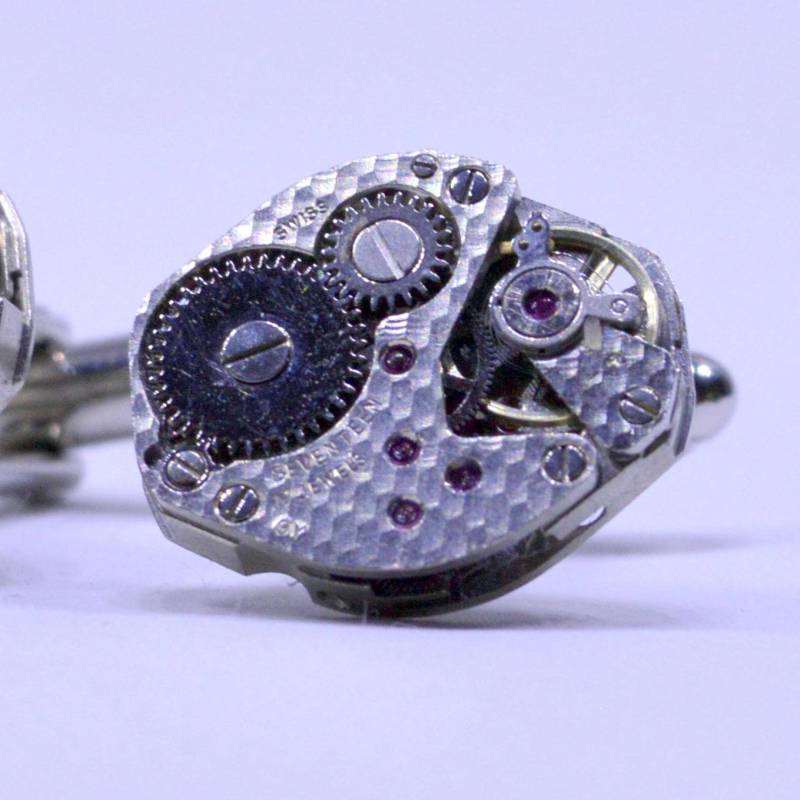 Atemberaubende Ovale Strukturierte Industrielle Uhr Bewegung Manschettenknöpfe Ideales Geschenk Für Eine Hochzeit, Geburtstag Oder Jubiläum von OffTheCuff2010