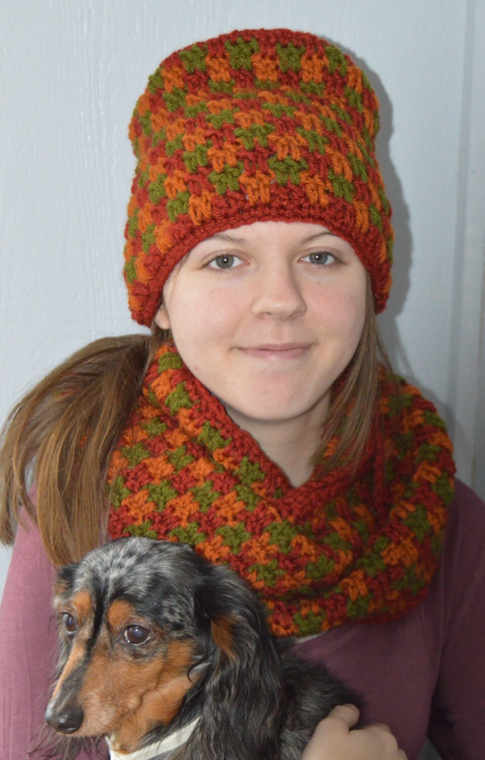 Frau Karierten Häkeln Hut & Haube Set von OffTheHookbyJulie