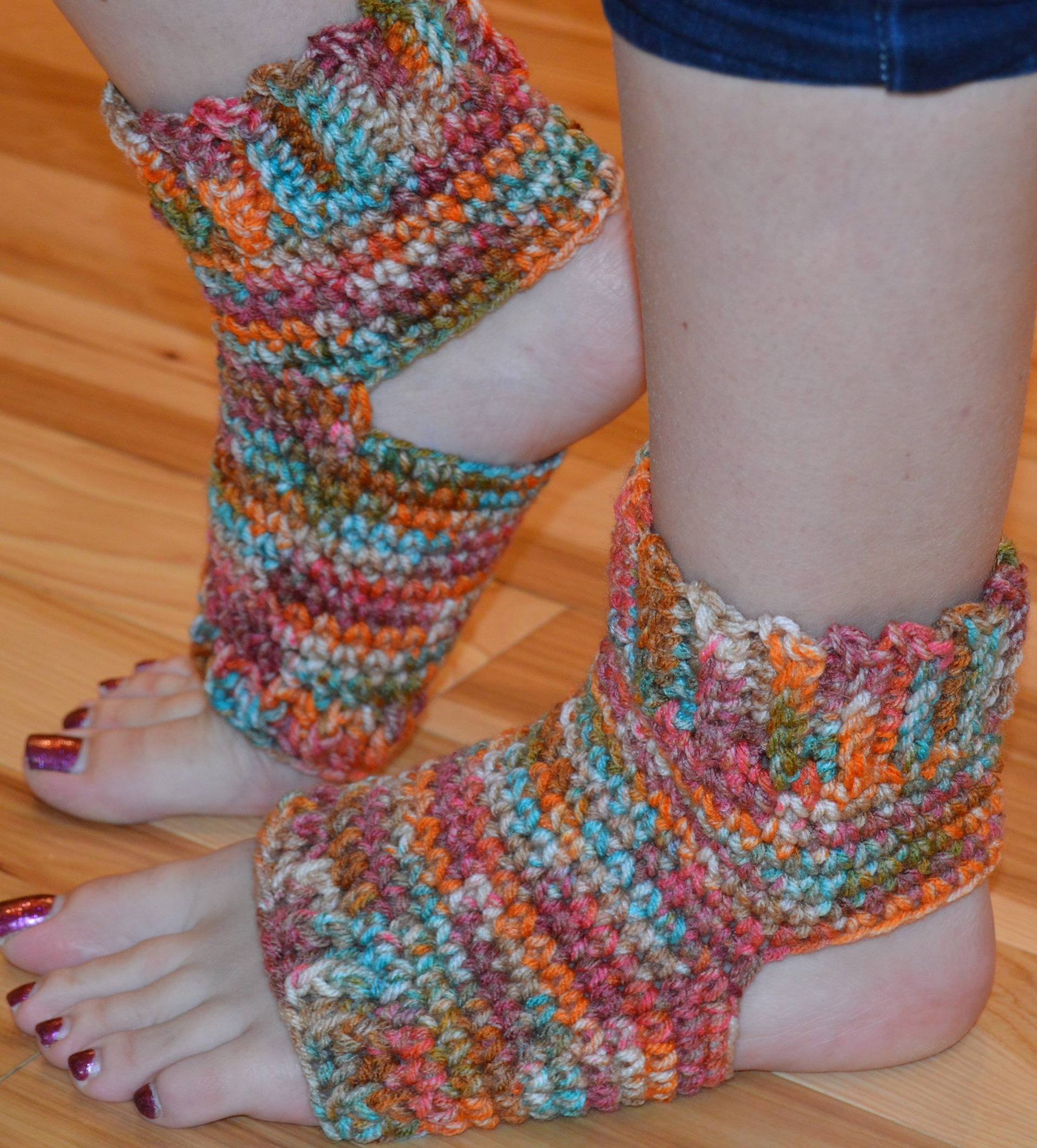 Orange Burst Gehäkelte Yoga/Pilates/Tanz/Pediküre/Flip Flop/Spa Socken | Dicke Mittlere Größe von OffTheHookbyJulie