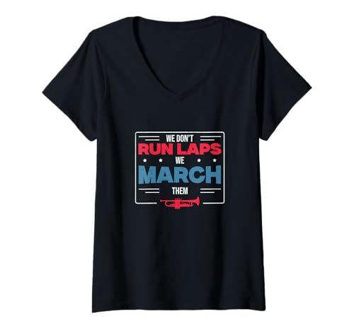 Damen We Don't Run Laps We Marching Them Lustiger Blaskapelldirektor T-Shirt mit V-Ausschnitt Damen We Don't Run Laps We Marching Them Lustiger Blaskapelldirektor T-Shirt mit V-Ausschnitt von Offbeat Tempo Tyrant