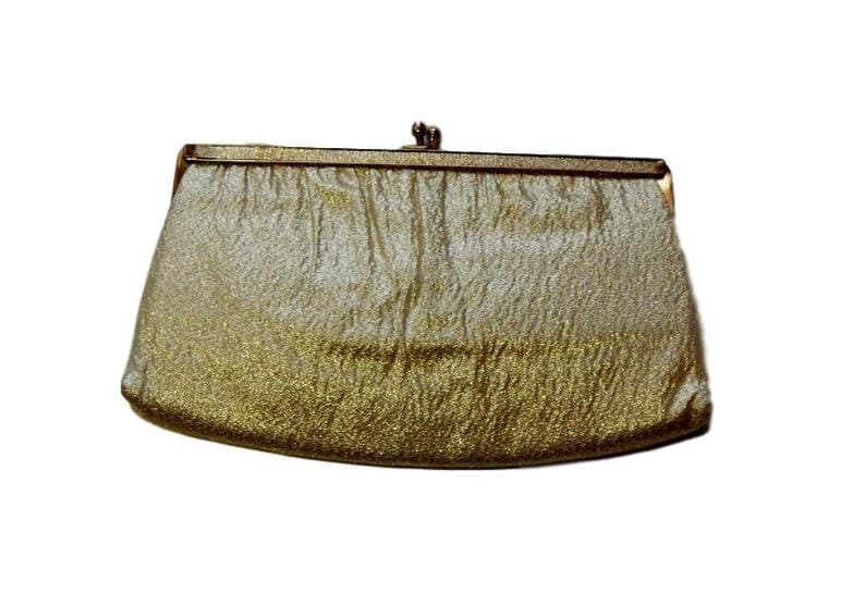Vintage 60Er Jahre Metallic Gold Lame Clutch Handtasche, Abendtasche von OffbeatAvenue