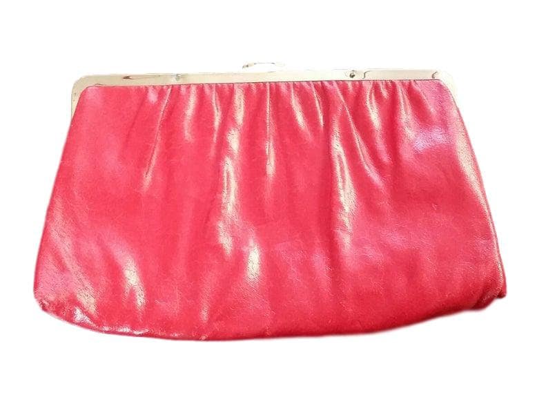 Vintage 70Er Jahre Rote Kunstleder Clutch Geldbörse von OffbeatAvenue
