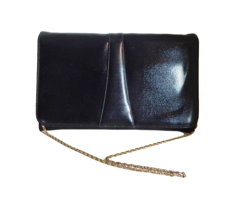 Vintage Geldbörse Schwarz Kupplung Oder Kreuz Körper W Gold Kette 60Er Jahre 70Er Mode Handtasche Gefüttert Stoff Tasche Vegan Kunstleder, Aber von OffbeatAvenue