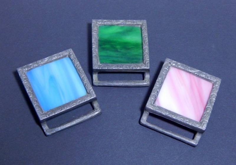 Vintage-Gürtelschnallen Aus Marmorglas, Versilbertes Zinntrio von OffbeatAvenue