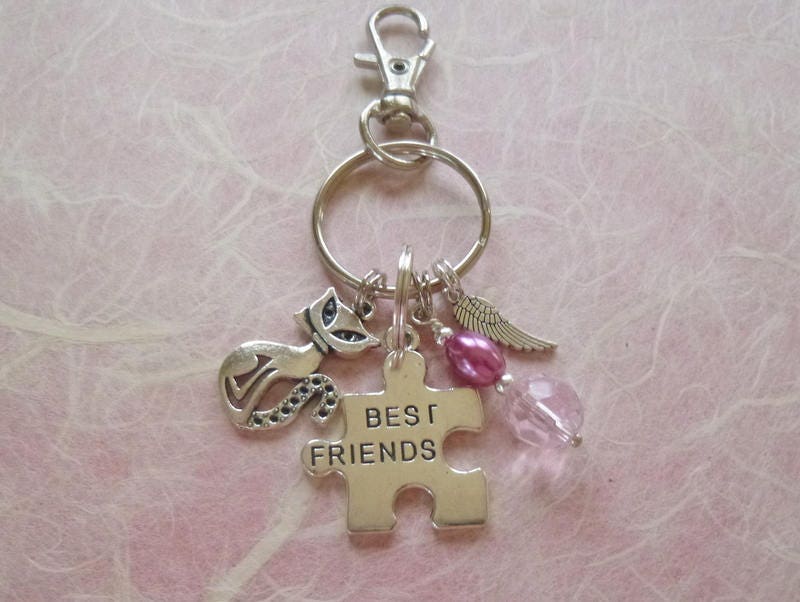 Beste Freunde Schlüsselanhänger, Geldbörse Charm, Reißverschluss Pull, Charm Schlüsselring, K42 von OffbeatJewelry2