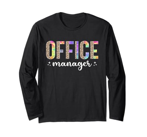 Leopard Tie Dye Office Manager Wertschätzung für Frauen Männer Langarmshirt von Office Manager Cute Design For Women Men Store