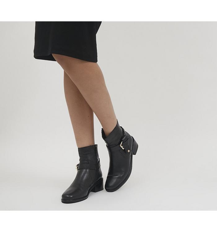 Office Anda Knot Buckle Heeled Ankle Boots BLACK LEATHER,Black von Office