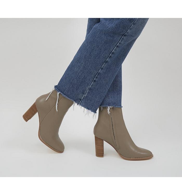 Office Annabelle Block Heel Ankle Boots TAUPE WITH NATURAL STACK,Natural,Black von Office