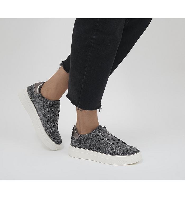 Office Faded Flatform Lace Up Trainers PEWTER GLITTER,Multi von Office