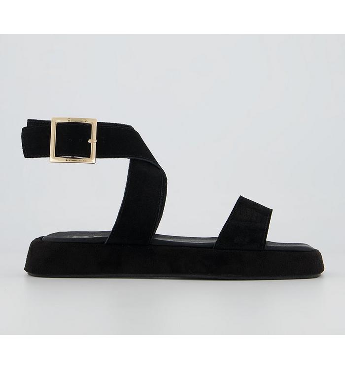 Office Siobhan Square Toe Buckle Sandals BLACK SUEDE,Black von Office