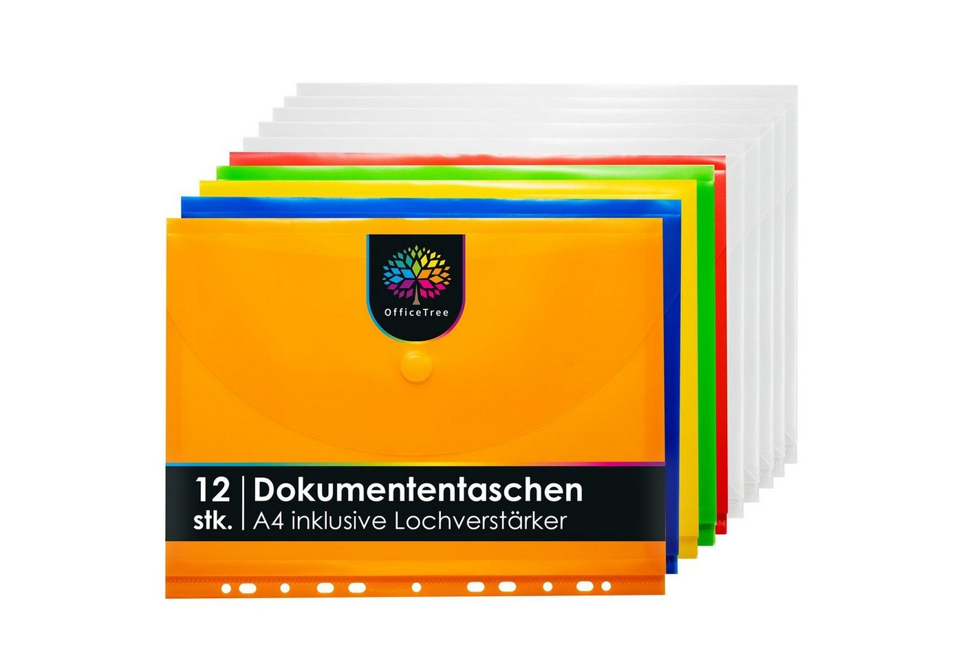 OfficeTree Dokumententasche OfficeTree Dokumententasche A4 bunt transparent mix 6 Stk. bunt + 6 von OfficeTree