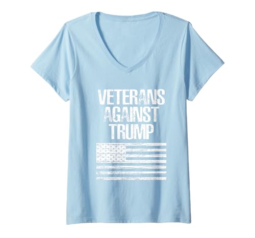 Damen Veteranen gegen Trump, Anti-Trump T-Shirt mit V-Ausschnitt Damen Veteranen gegen Trump, Anti-Trump T-Shirt mit V-Ausschnitt von Official Anti Trump Protest Gear