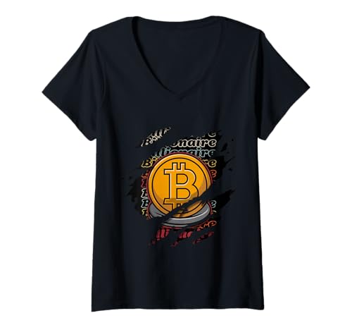 Damen Gruselige Kryptowährung Halloween Kostüm Milliardär Bitcoin T-Shirt mit V-Ausschnitt Damen Gruselige Kryptowährung Halloween Kostüm Milliardär Bitcoin T-Shirt mit V-Ausschnitt von Official Bitcoin Merch
