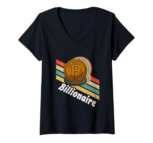 Damen Retro-Krypto-Meme BTC im Vintage-Bitcoin-Logo-Design im Retro-Look T-Shirt mit V-Ausschnitt Damen Retro-Krypto-Meme BTC im Vintage-Bitcoin-Logo-Design im Retro-Look T-Shirt mit V-Ausschnitt von Official Bitcoin Merch