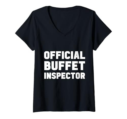 Damen Offizielles Buffet Inspector Lustiges Kreuzfahrtschiff Witz Zitat T-Shirt mit V-Ausschnitt Damen Offizielles Buffet Inspector Lustiges Kreuzfahrtschiff Witz Zitat T-Shirt mit V-Ausschnitt von Official Buffet Inspector Funny Cruise Products