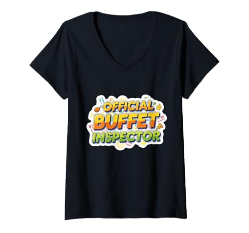 Damen Offizieller Buffet Inspector Funny Cruise Ship Joke Witty T-Shirt mit V-Ausschnitt Damen Offizieller Buffet Inspector Funny Cruise Ship Joke Witty T-Shirt mit V-Ausschnitt von Official Buffet Inspector Funny Products