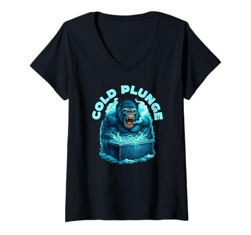 Damen Kalter Tauchgorilla T-Shirt mit V-Ausschnitt Damen Kalter Tauchgorilla T-Shirt mit V-Ausschnitt von Official Cold Plunge Gorilla
