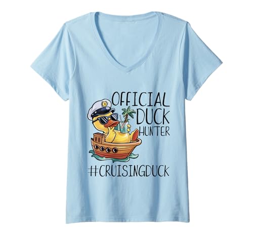 Damen Offizielle Duck Hunter Funny Duck Cruising Cruise T-Shirt mit V-Ausschnitt Damen Offizielle Duck Hunter Funny Duck Cruising Cruise T-Shirt mit V-Ausschnitt von Official Duck Hunter Funny Duck Cruising Cruise