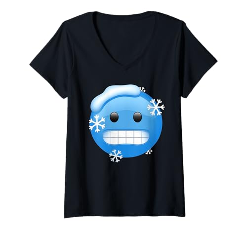 Damen Emoticon Frosty Face Cold Freezing - Chill Vibes T-Shirt mit V-Ausschnitt Damen Emoticon Frosty Face Cold Freezing - Chill Vibes T-Shirt mit V-Ausschnitt von Official Emoticon Apparel