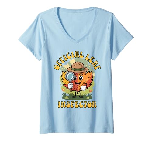Damen Official Leaf Inspector, Autumn Foliage, Leaf Peeping T-Shirt mit V-Ausschnitt Damen Official Leaf Inspector, Autumn Foliage, Leaf Peeping T-Shirt mit V-Ausschnitt von Official Leaf Peeper Gifts & Apparel