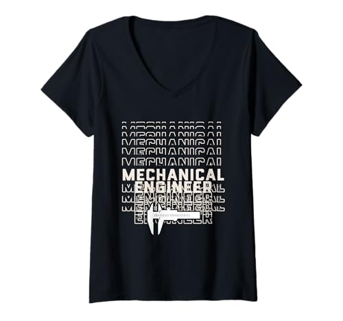 Damen Mechanische Ingenieurwerkzeuge Messstab Messschieber T-Shirt mit V-Ausschnitt Damen Mechanische Ingenieurwerkzeuge Messstab Messschieber T-Shirt mit V-Ausschnitt von Official Mechanical Engineer Co.