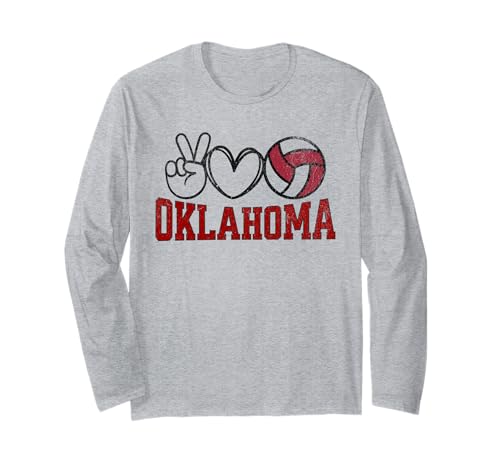 Peace Love Volleyball - Oklahoma Women Teen Girls Tween Langarmshirt Peace Love Volleyball - Oklahoma Women Teen Girls Tween Langarmshirt von Official Oklahoma Fan Gear Apparel Company