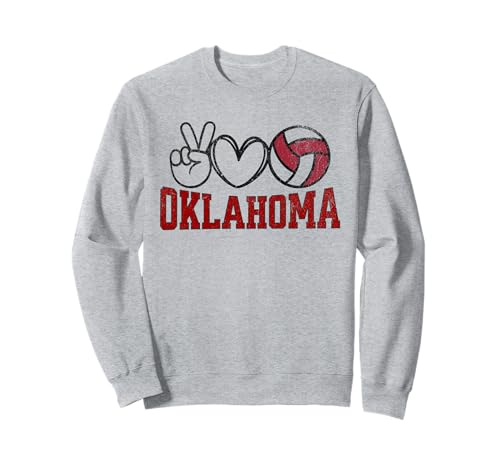 Peace Love Volleyball - Oklahoma Women Teen Girls Tween Sweatshirt Peace Love Volleyball - Oklahoma Women Teen Girls Tween Sweatshirt von Official Oklahoma Fan Gear Apparel Company