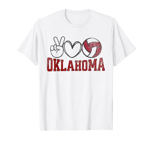 Peace Love Volleyball - Oklahoma Women Teen Girls Tween T-Shirt Peace Love Volleyball - Oklahoma Women Teen Girls Tween T-Shirt von Official Oklahoma Fan Gear Apparel Company