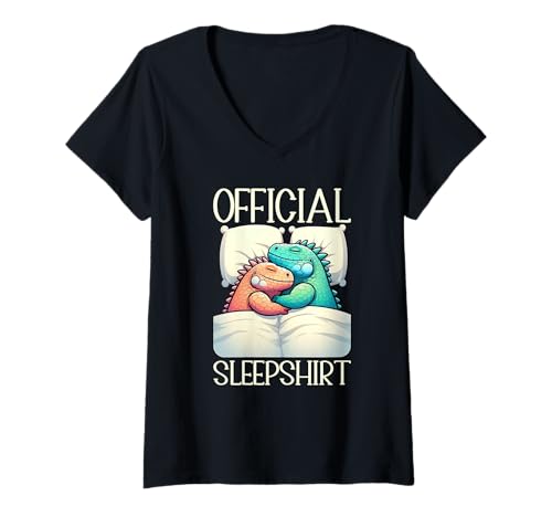 Damen Offizielles Schlafshirt Iguana sarkastische schlafende Tiere T-Shirt mit V-Ausschnitt von Official Sleepshirt Lazy Animals Sleepwear Pajamas