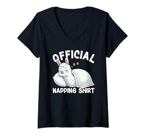 Damen Offizielles Schlafshirt Lama sarkastischer Napper Pyjama T-Shirt mit V-Ausschnitt von Official Sleepshirt Lazy Animals Sleepwear Pajamas
