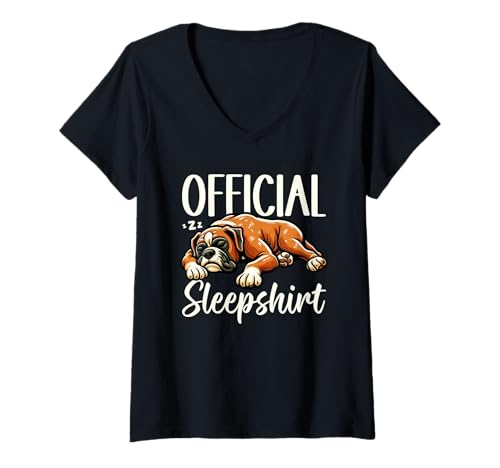 Damen Offizielles Sleepshirt Boxer Nachtwäsche Lazy Napper Sleep T-Shirt mit V-Ausschnitt von Official Sleepshirt Lazy Animals Sleepwear Pajamas