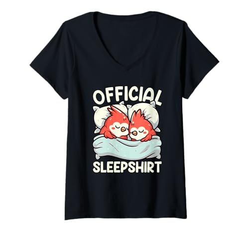 Damen Offizielles Sleepshirt Cardinal Sleeping Animals Sarcastic T-Shirt mit V-Ausschnitt von Official Sleepshirt Lazy Animals Sleepwear Pajamas