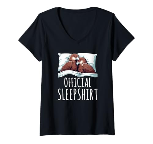 Damen Offizielles Sleepshirt Eagle Lazy Napper Schlaf-Pyjama T-Shirt mit V-Ausschnitt von Official Sleepshirt Lazy Animals Sleepwear Pajamas