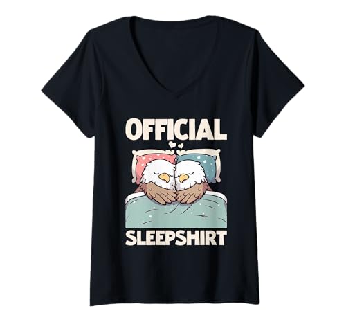 Damen Offizielles Sleepshirt Eagle Lazy Napper Schlaf-Pyjama T-Shirt mit V-Ausschnitt von Official Sleepshirt Lazy Animals Sleepwear Pajamas