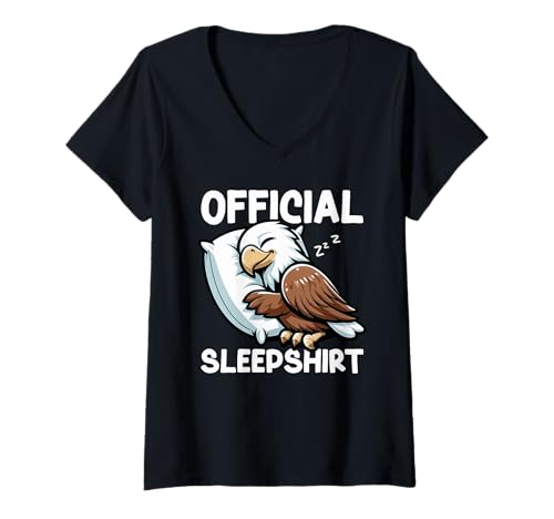 Damen Offizielles Sleepshirt Eagle Lazy Napper Schlaf-Pyjama T-Shirt mit V-Ausschnitt von Official Sleepshirt Lazy Animals Sleepwear Pajamas